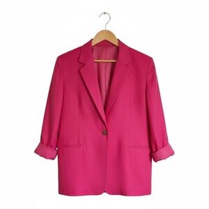 Hot Pink Vintage Linen Blazer Lombard Classics Size 14 Single Button